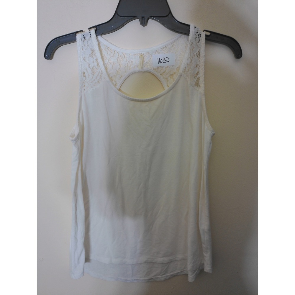 S-eight Tank Top Women S Ivory Lace Yoke Keyhole Back Boho Sleeveless Casual